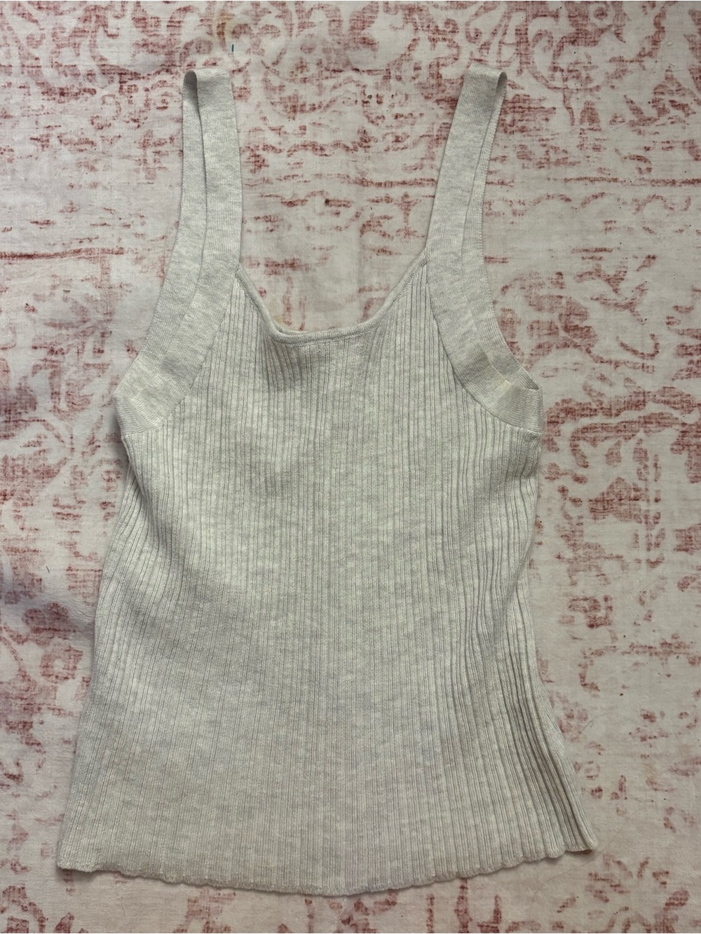 American Eagle Light Gray Ribbed Knit Tank Top Size Large